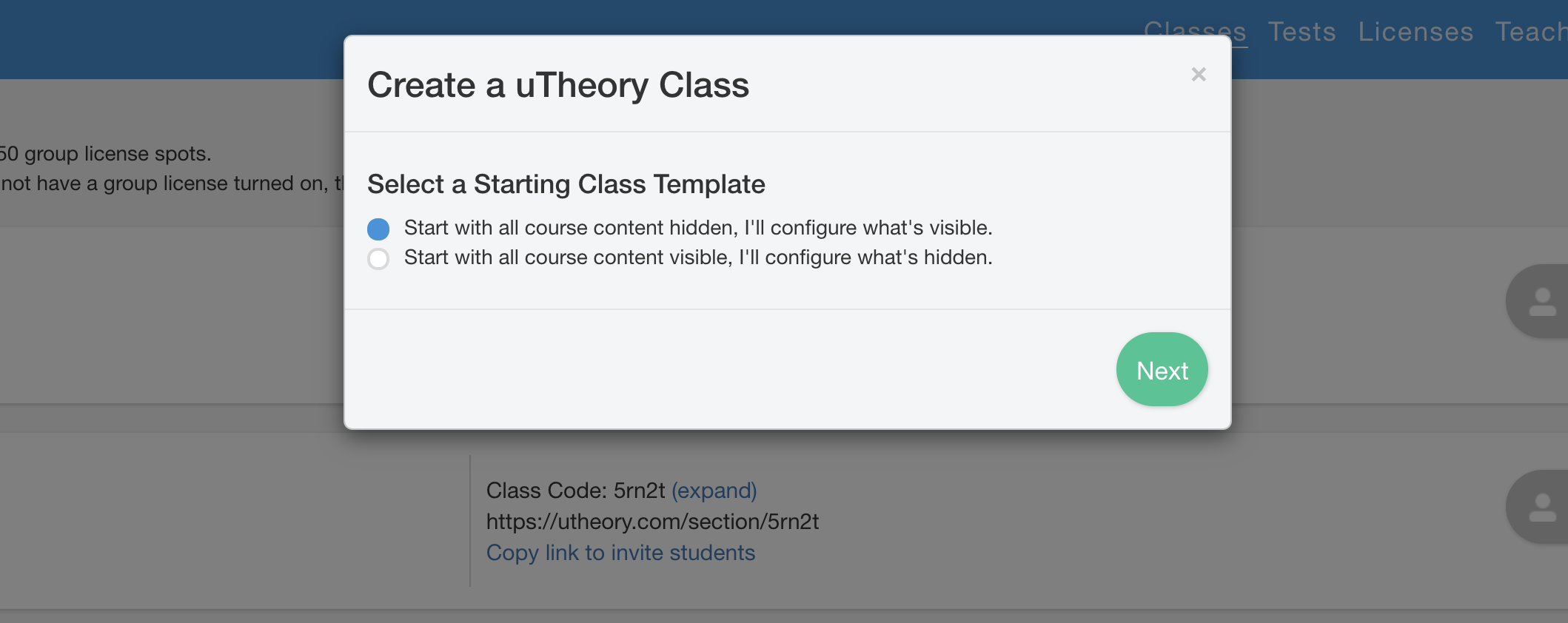 Choosing course content visibility