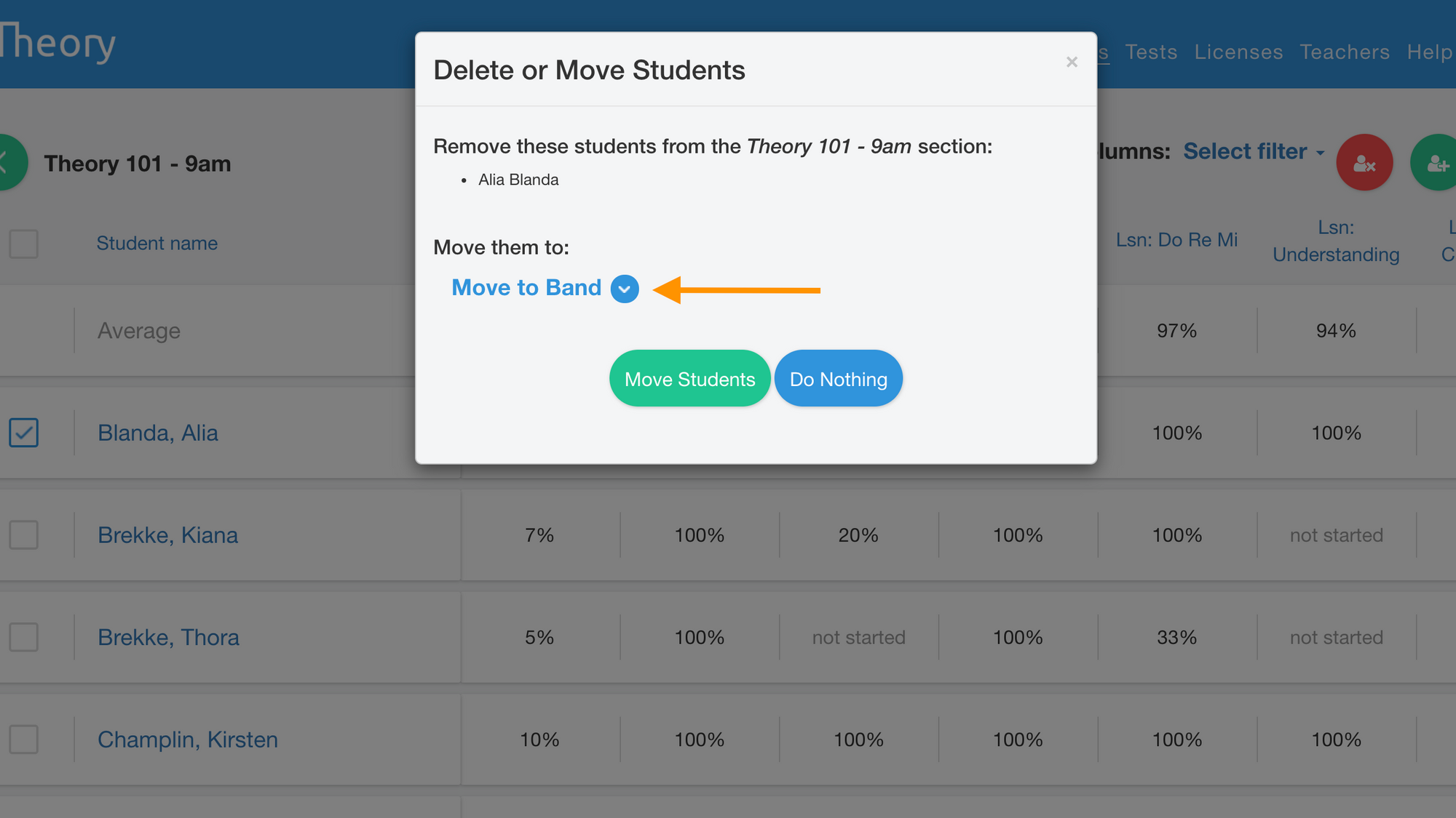 Move student options