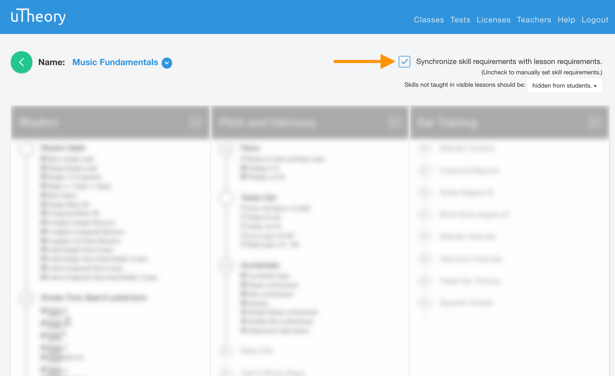 Synchronize skills in Choose Skills