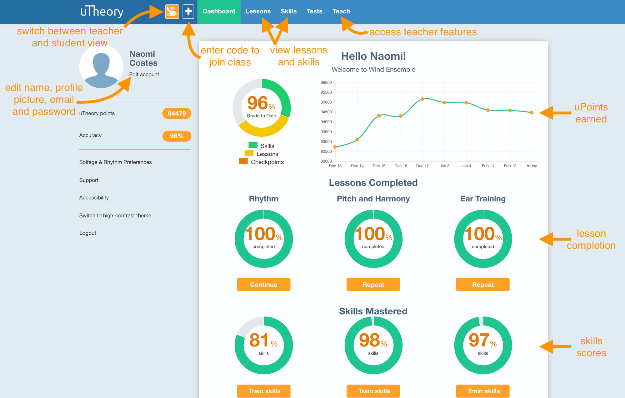 uTheory Teacher Dashboard