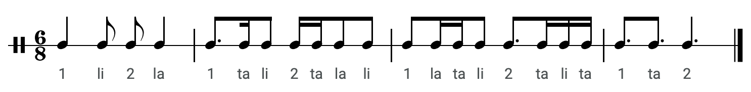 Image of traditional American compound meter rhythm example
