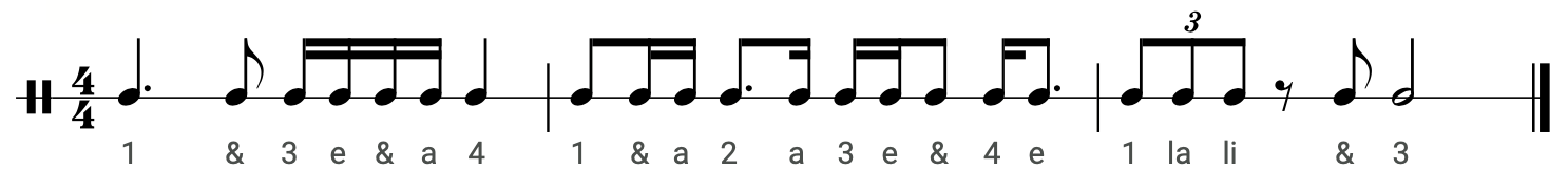 Image of traditional American simple meter rhythm example