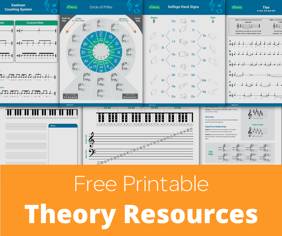 Image of free printable theory resources available at utheory.com/teach